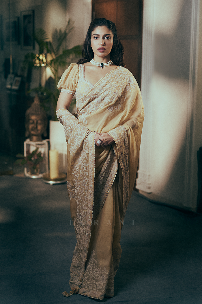 Bhumi Pednekar in our Mradu Haimanti Saree Set