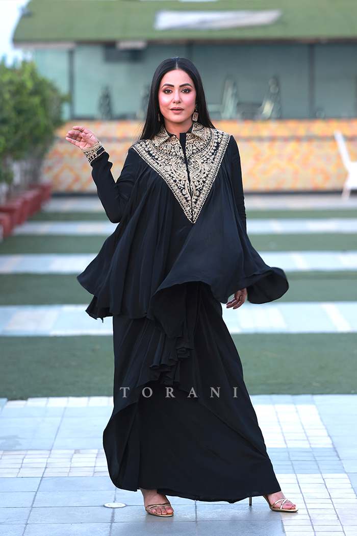 hina khan winter dress in our Gul-Saroja Co-ord Set XL / Black housewarming-gifts ASOS Design - Maxi Size:54 Long - 49 Waist
