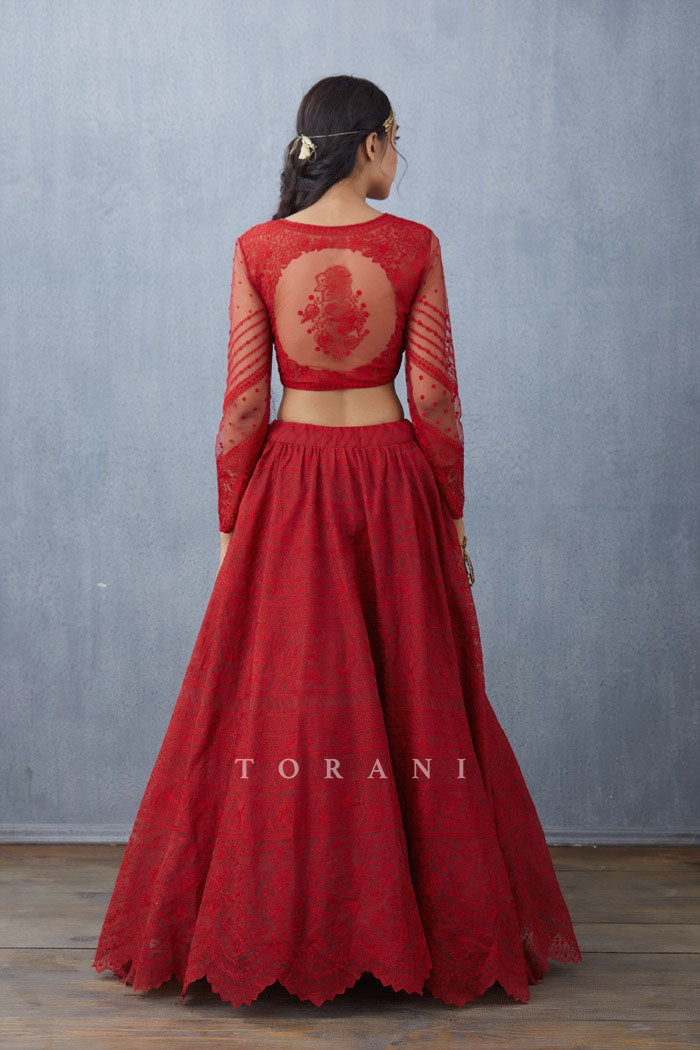 Surkh Advaita Lehenga Set
