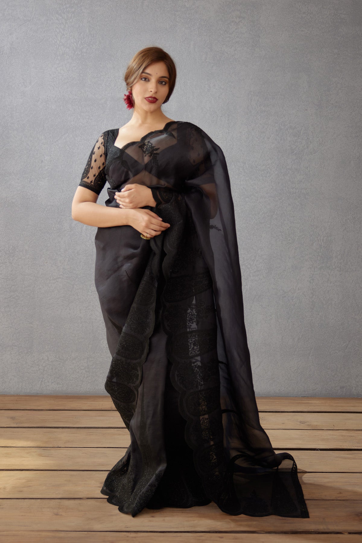 Shab Geetika Black Saree by Torani