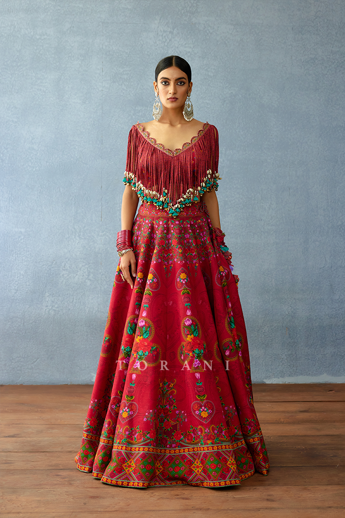 Dil Surkh Afri Lehenga Set