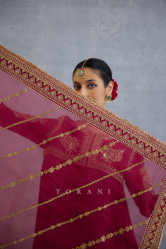 Surkh Minaj Anarkali Set