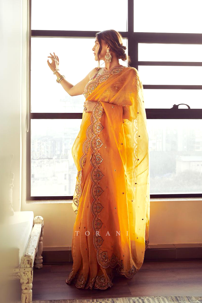 Neha Dhupia in our Dil Seher Samila Safiyya Saree Set