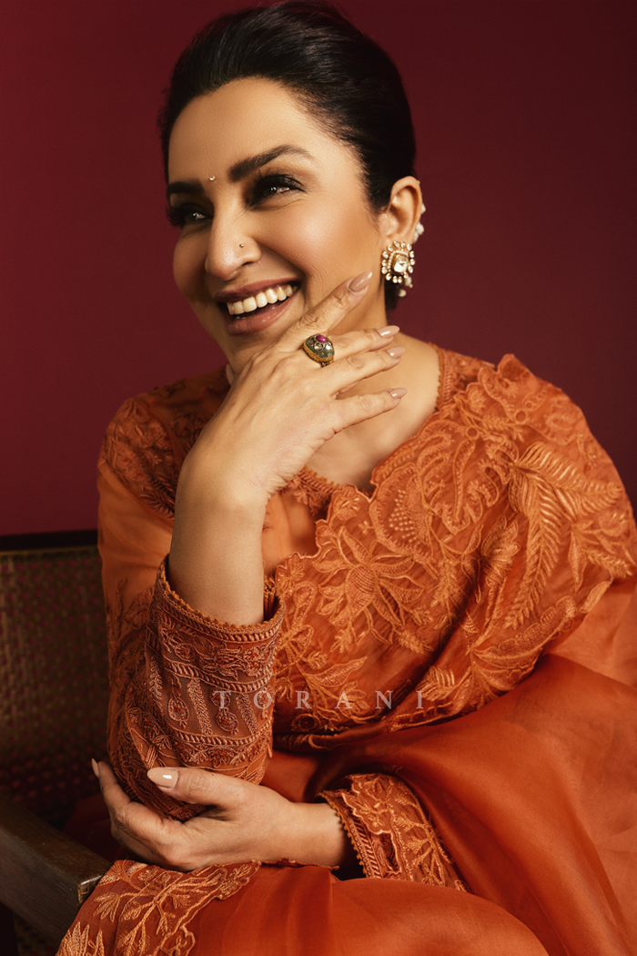 Tisca Chopra In Our Narangi Advika Saree Set