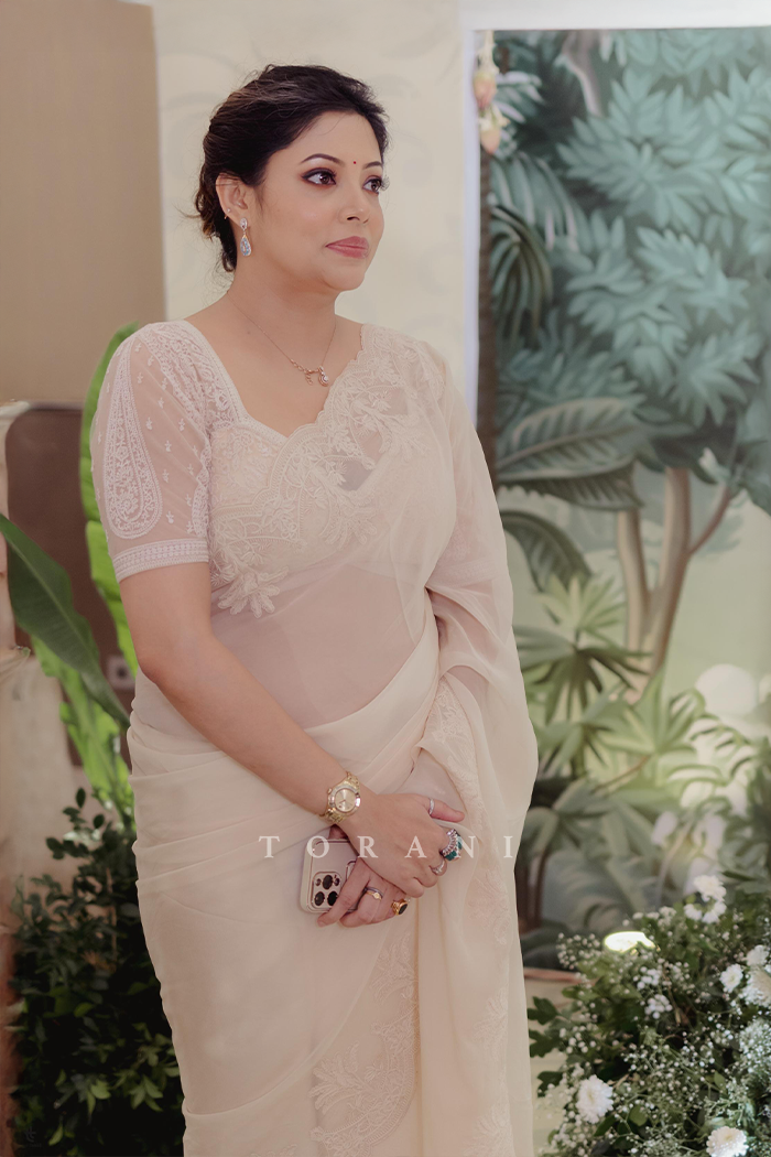 Prartthana Borah in our Swetah Afrah Geetika Saree Set