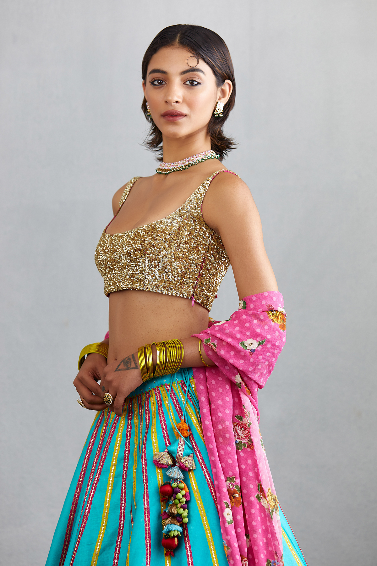 Shikha Bahal in our Firoza Guncha Lehenga Set