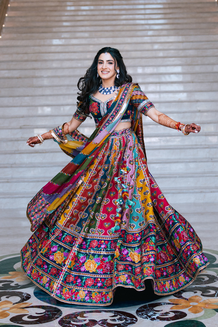 Radhika & Abhishek in our Dil Rangrez Jiya Lehenga Set and Custom Dil Rang Arham Jacket Set