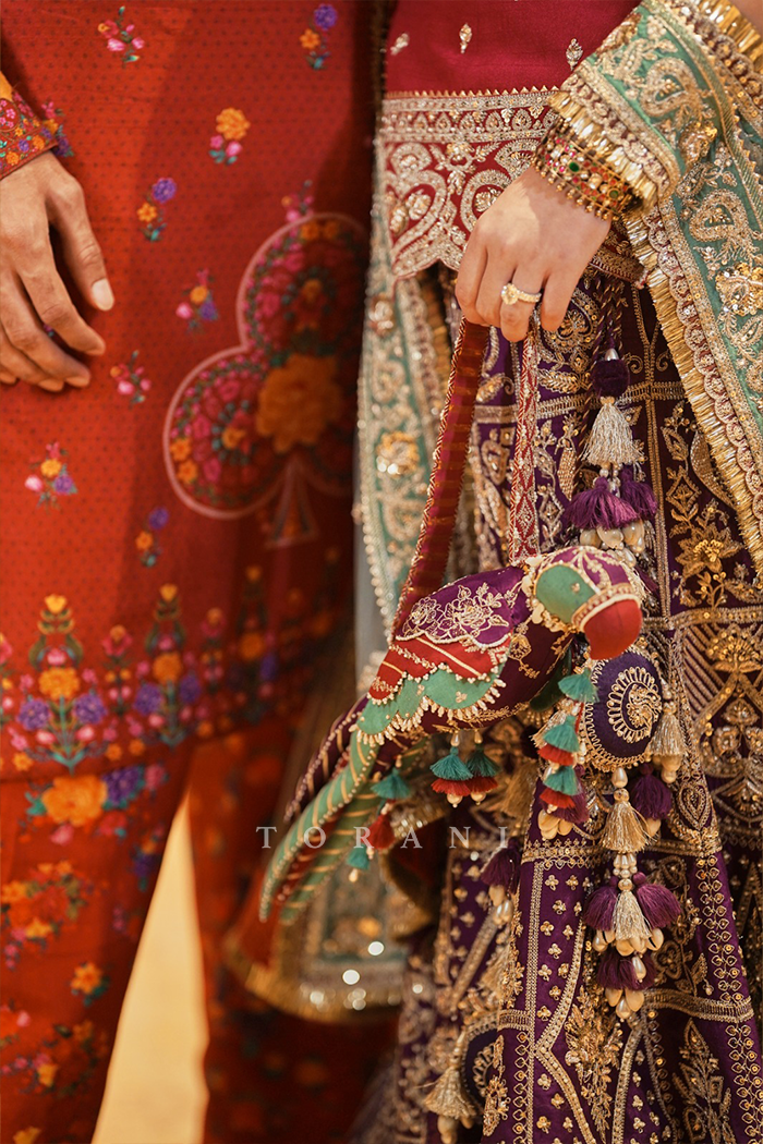 Khushboo and Vardan in our Chandramallika Manmayi Gharara Set & Dil Surkh Mamun Kurta Set