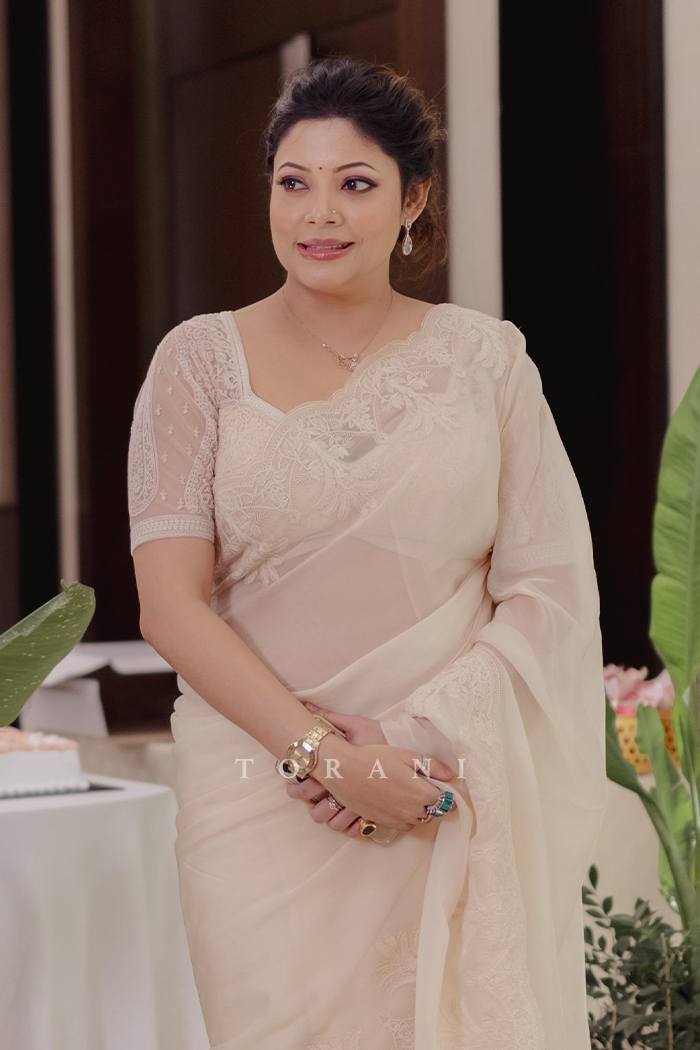 Prartthana Borah in our Swetah Afrah Geetika Saree Set