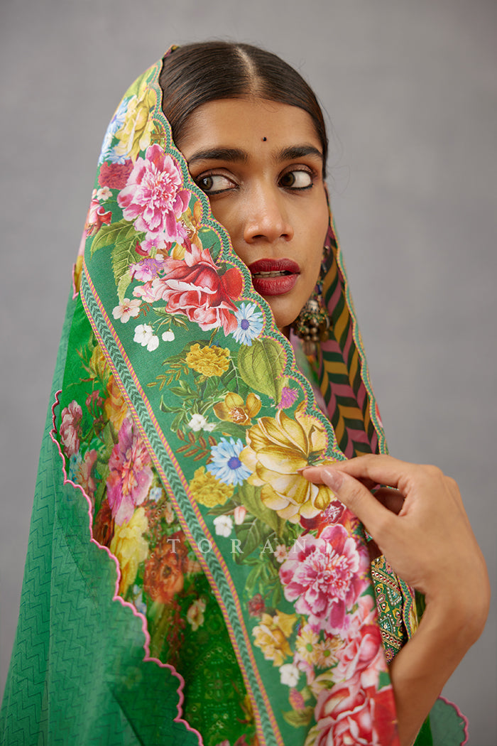 Panna Gul Saadat Lehenga Set