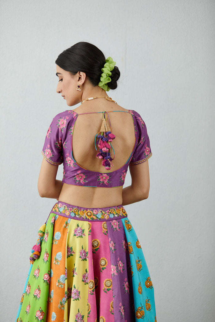DIGITAL PRINTED PURPLE BLOUSE FOR LEHENGA