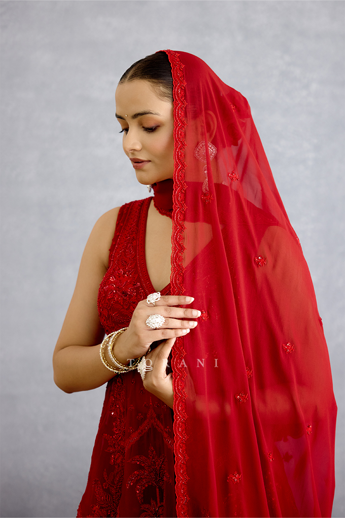 Surkh Bhanavi Sharara Set