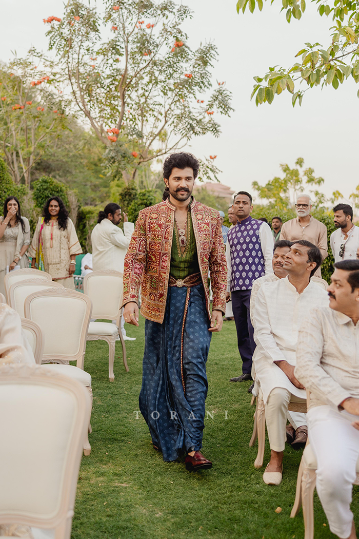 Rashmika and Vijay in our Custom Torani Set