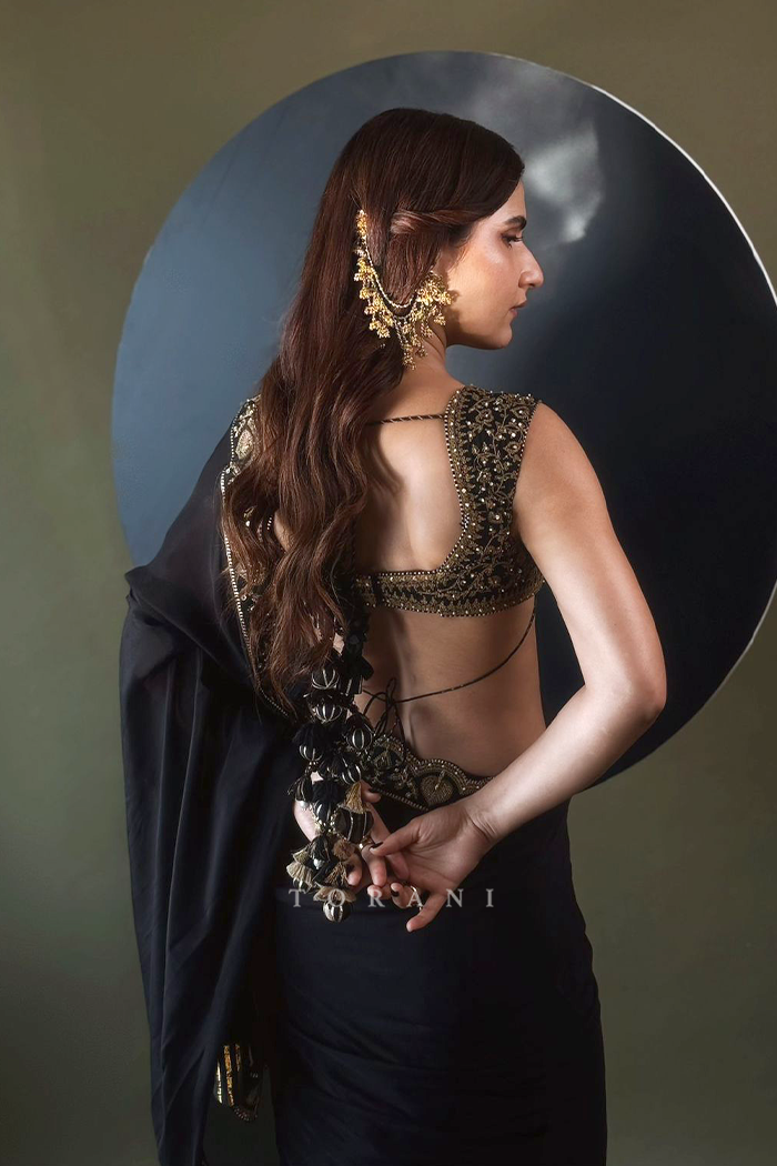 Fatima Sana Shaikh in our Siyaahi Aparna Saree Set