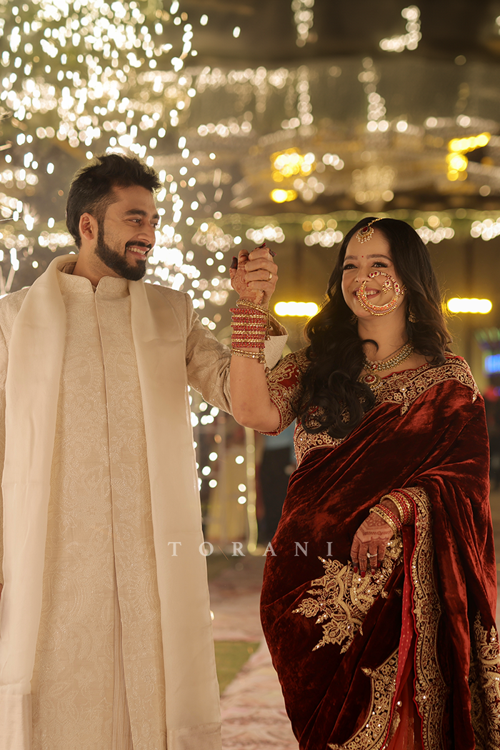 Stuti Ramola In our Sindoori Makhmal Yuvani Saree Set