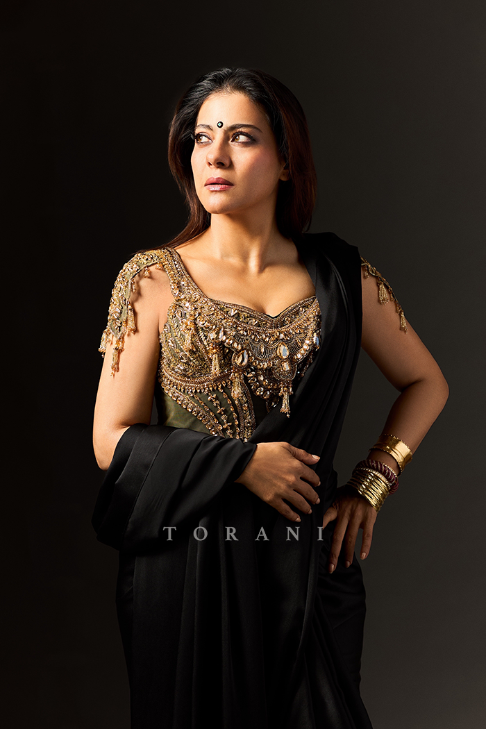 Kajol Devgan in our Siyaahi Rudrika Saree Set