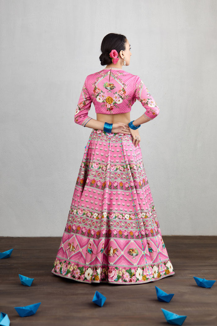 Partywear Printed pink Lehenga set