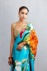 party wear printed organza saree