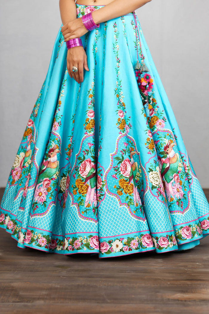 Sky blue digital printed LEHENGA skirt