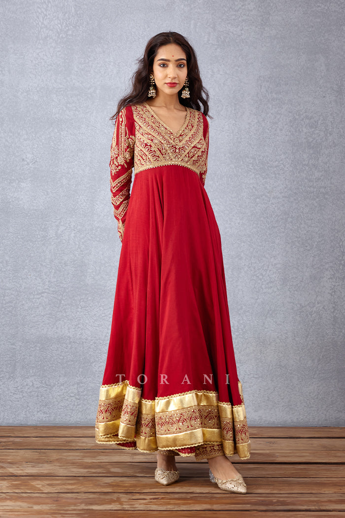Embroidered Anarkali set with Hand Adda Work