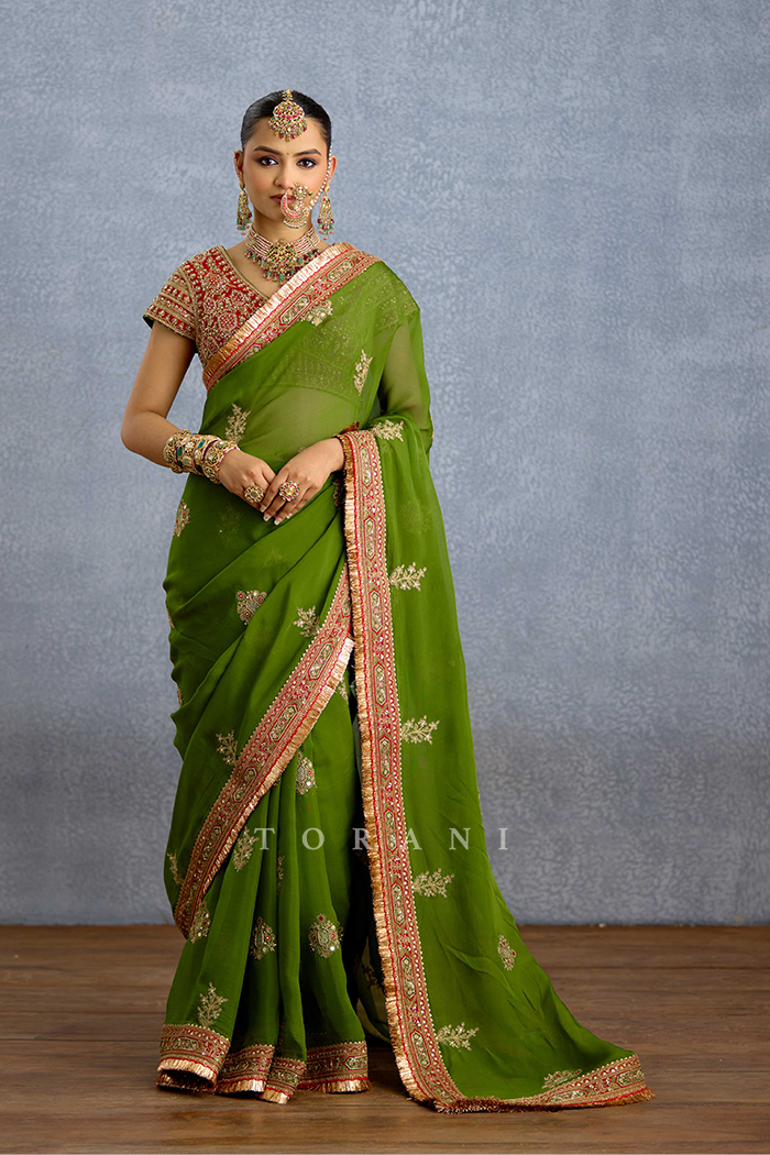 Nauhari Sabz Mumtaz Saree