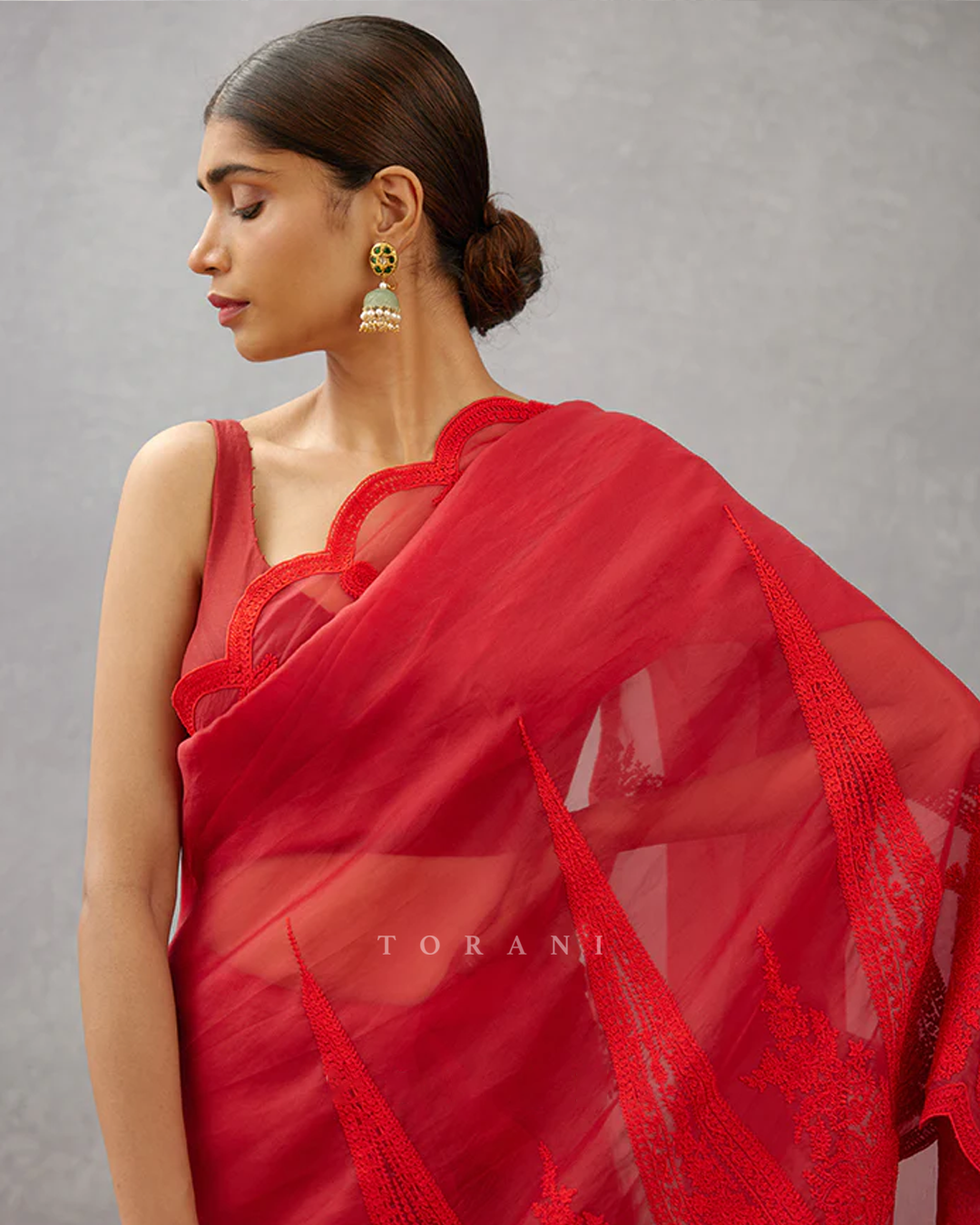 Surkh Geetika Saree