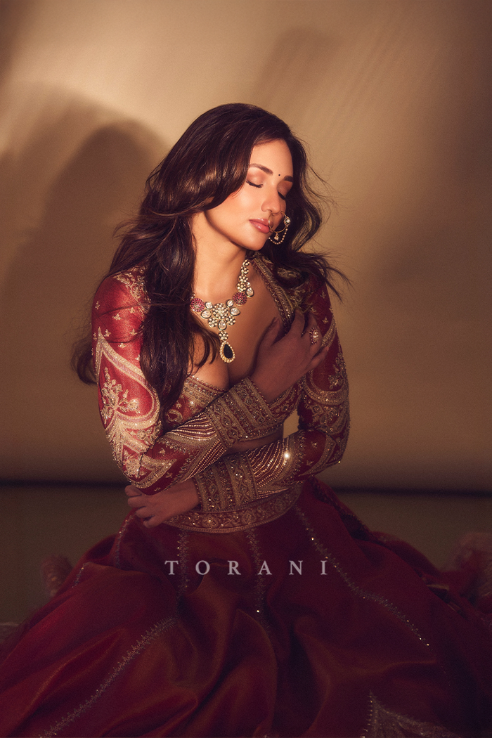 Akanksha Sharma in our Gerua Subhi Lehenga Set