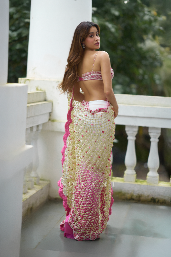 Janhvi Kapoor in our Custom Ojaswini Bela Saree Set