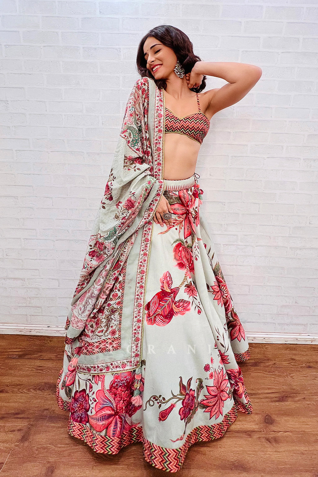 Ananya Pandey in digital printed cotton silk Lehenga set by Torani designer