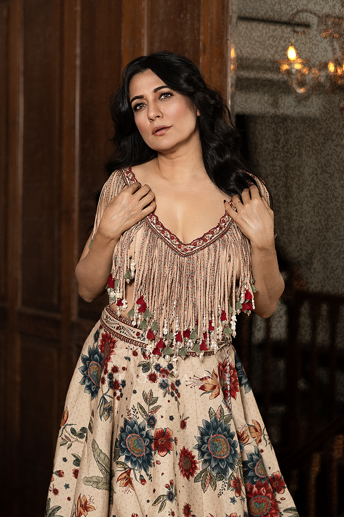 Mini Mathur In Our Badami Guncha Latkan Lehenga Set