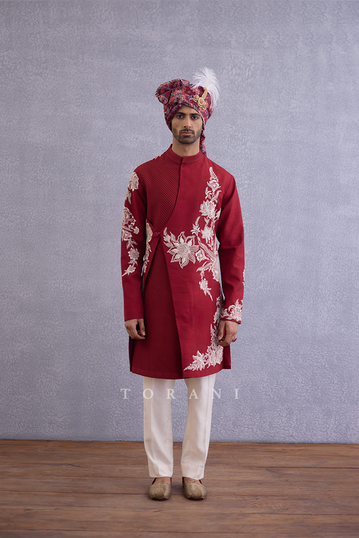 Qarmazi Parthik Kurta Set