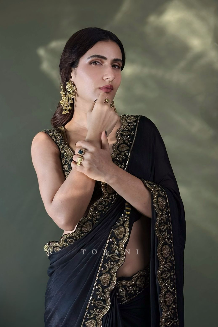 Fatima Sana Shaikh in our Siyaahi Aparna Saree Set