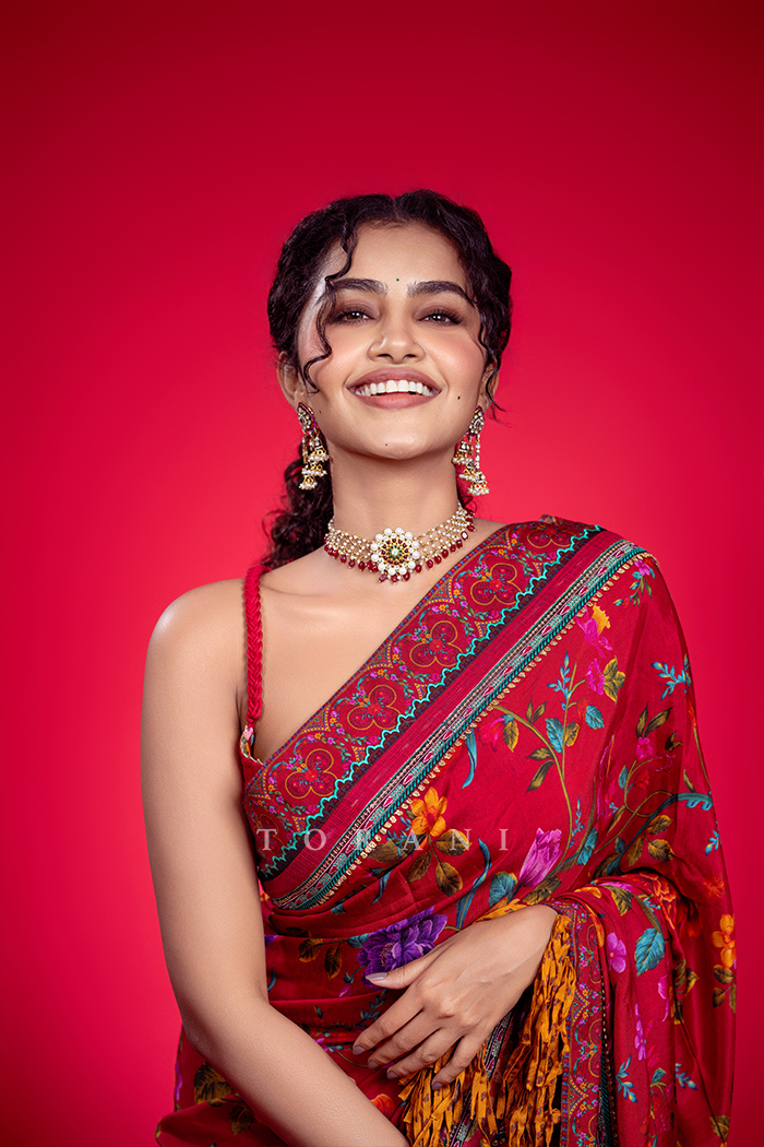 Anupama Parameswaran in our Dil Surkh Samila Gazal Saree Set