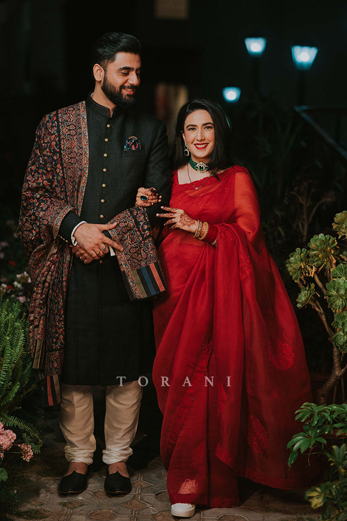 Annaporna Virdi in our Surkh Aadira Saree Set