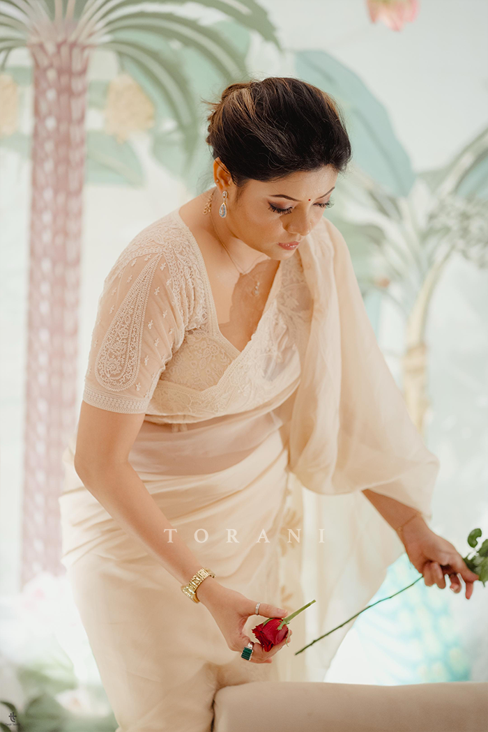 Prartthana Borah in our Swetah Afrah Geetika Saree Set