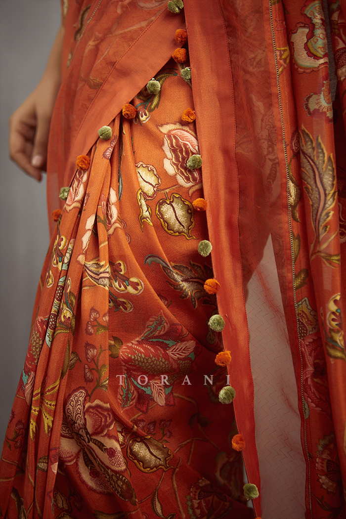 Narangi Chandani Saree