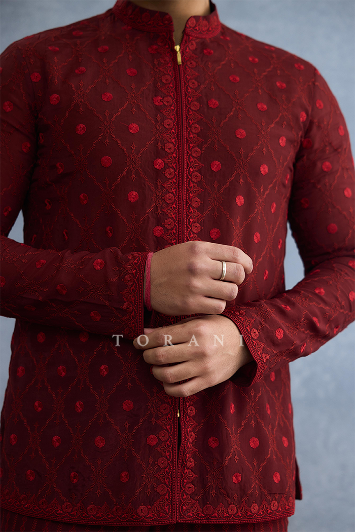 Surkh Aahaad Jacket Set