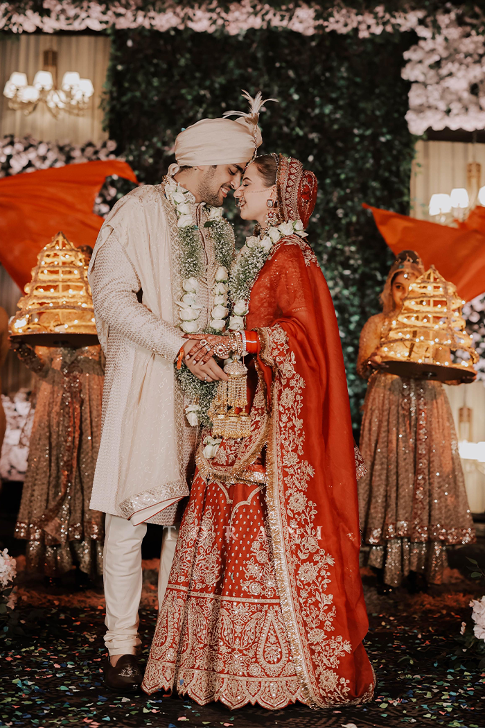 Pragya Bajaj in our Custom Sindoori Arunaya Lehenga Set