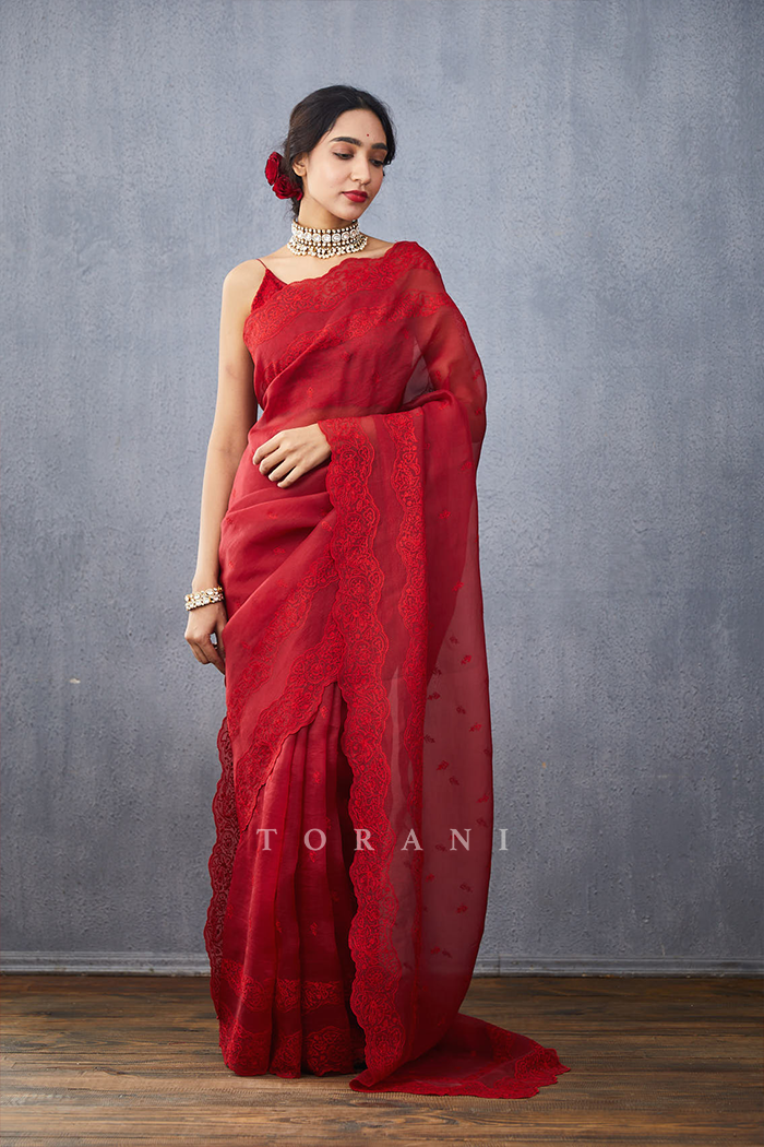 Surkh Anahita Saree