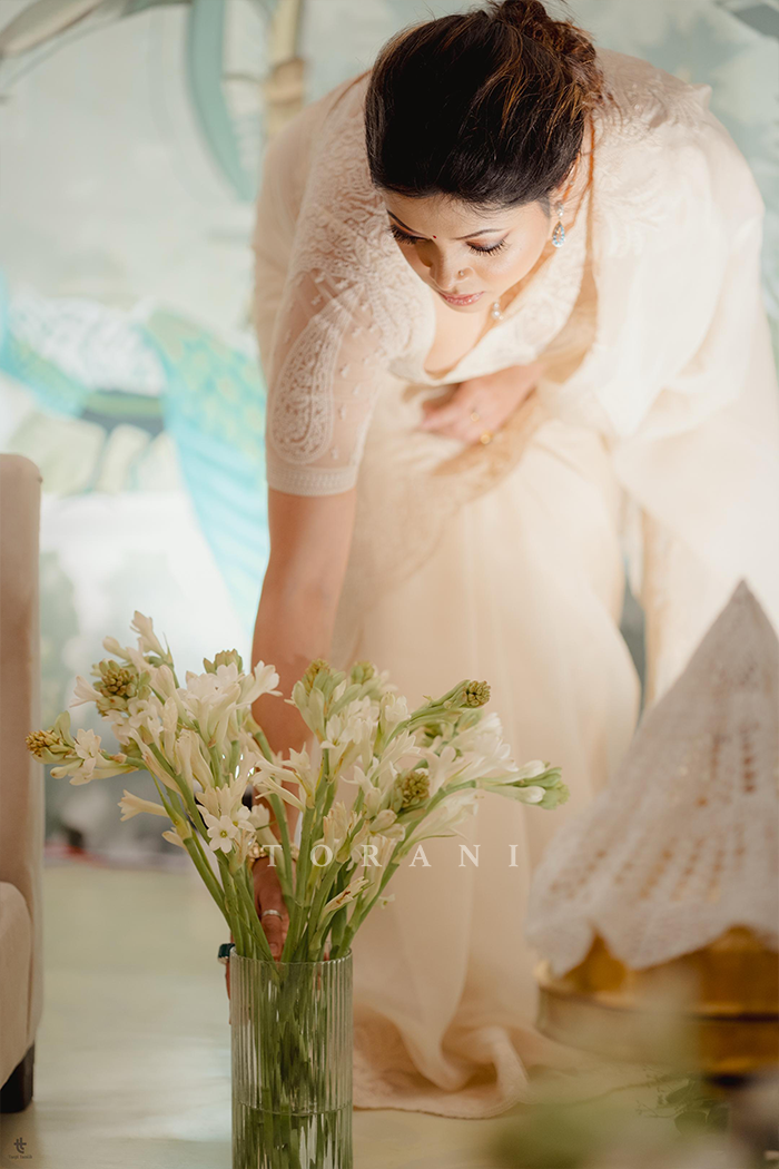 Prartthana Borah in our Swetah Afrah Geetika Saree Set