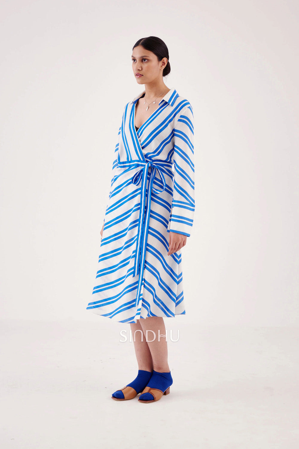 Anis cotton knee length Wrap Dress