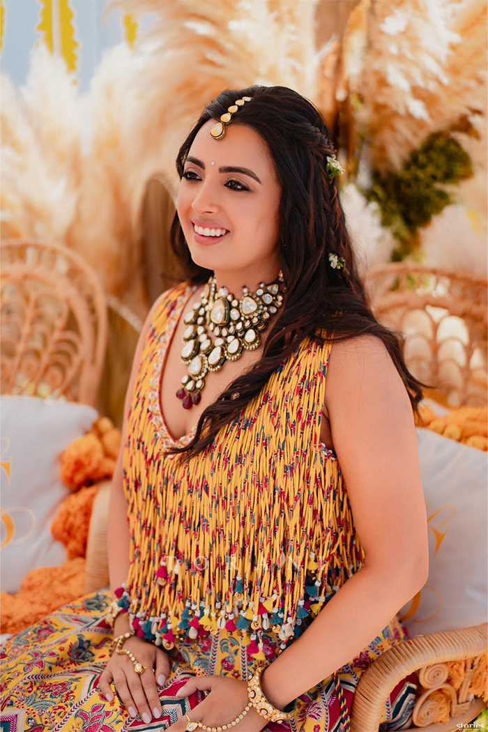 Sarina & Lavine in our Boho Baagh Lehenga Set and Sunehra Chaand Bandi Set