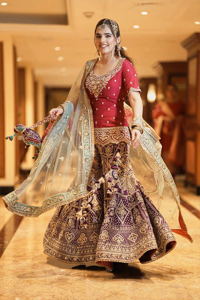 Khushboo and Vardan in our Chandramallika Manmayi Gharara Set & Dil Surkh Mamun Kurta Set