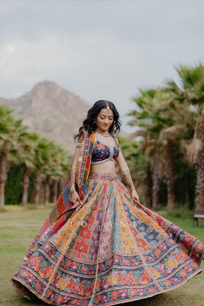 Tanvi and Navkar in our Dil Rangrez Jiya Lehenga Set and Custom Bandi Set
