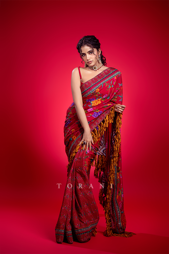 Anupama Parameswaran in our Dil Surkh Samila Gazal Saree Set