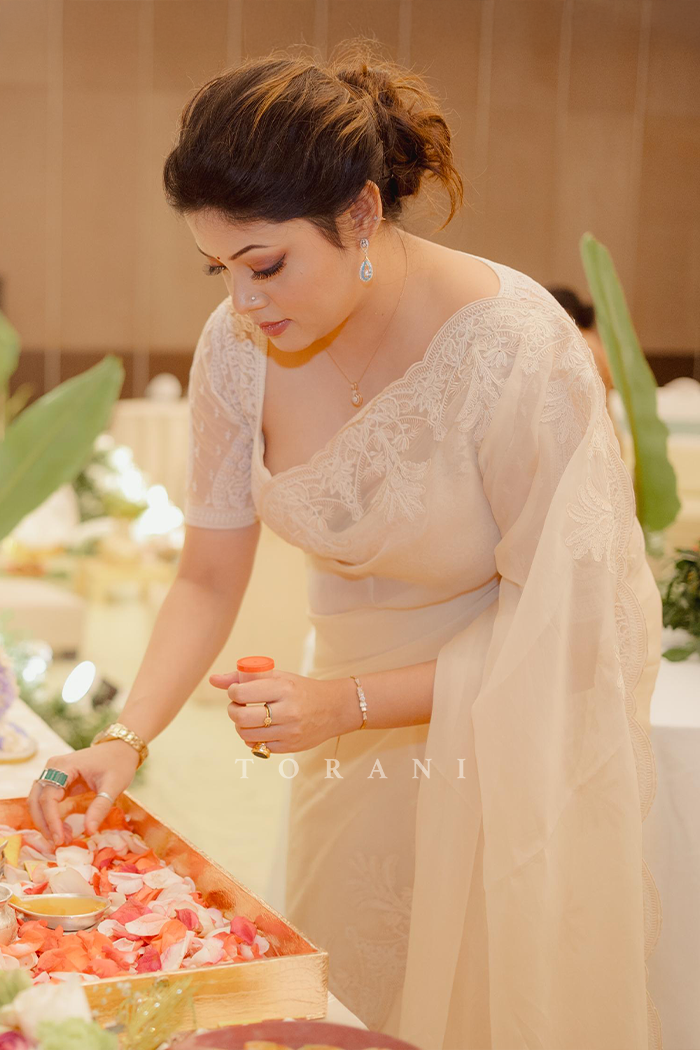 Prartthana Borah in our Swetah Afrah Geetika Saree Set