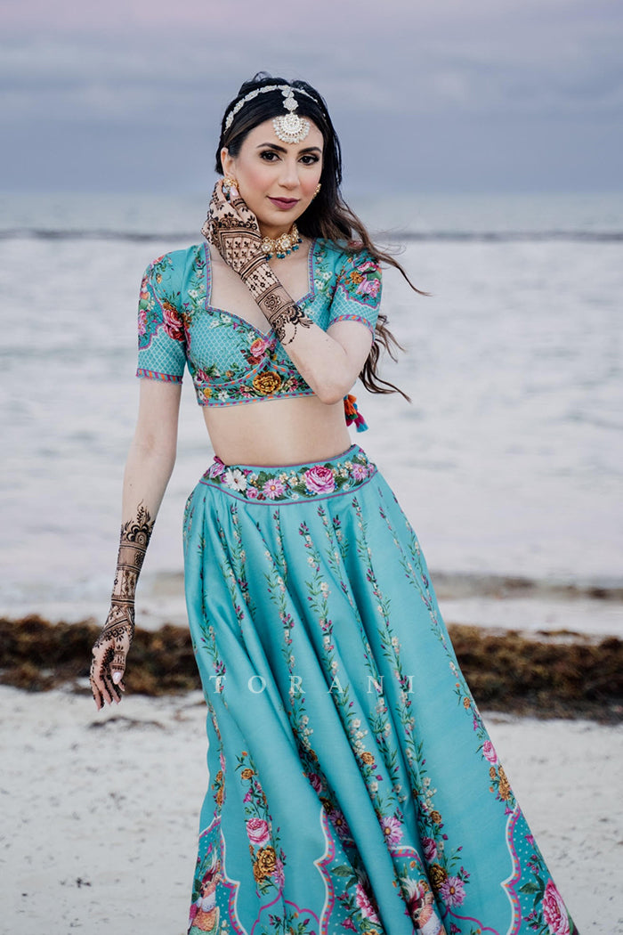 Sapna Deroche In Our Firoza Arshneer Lehenga Set