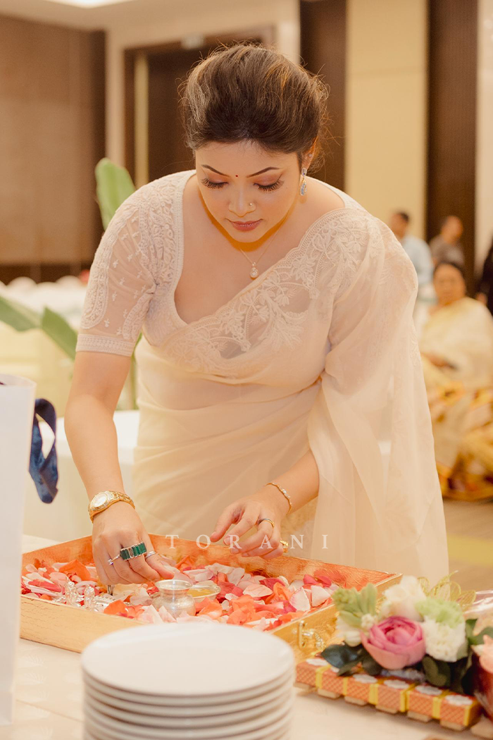 Prartthana Borah in our Swetah Afrah Geetika Saree Set