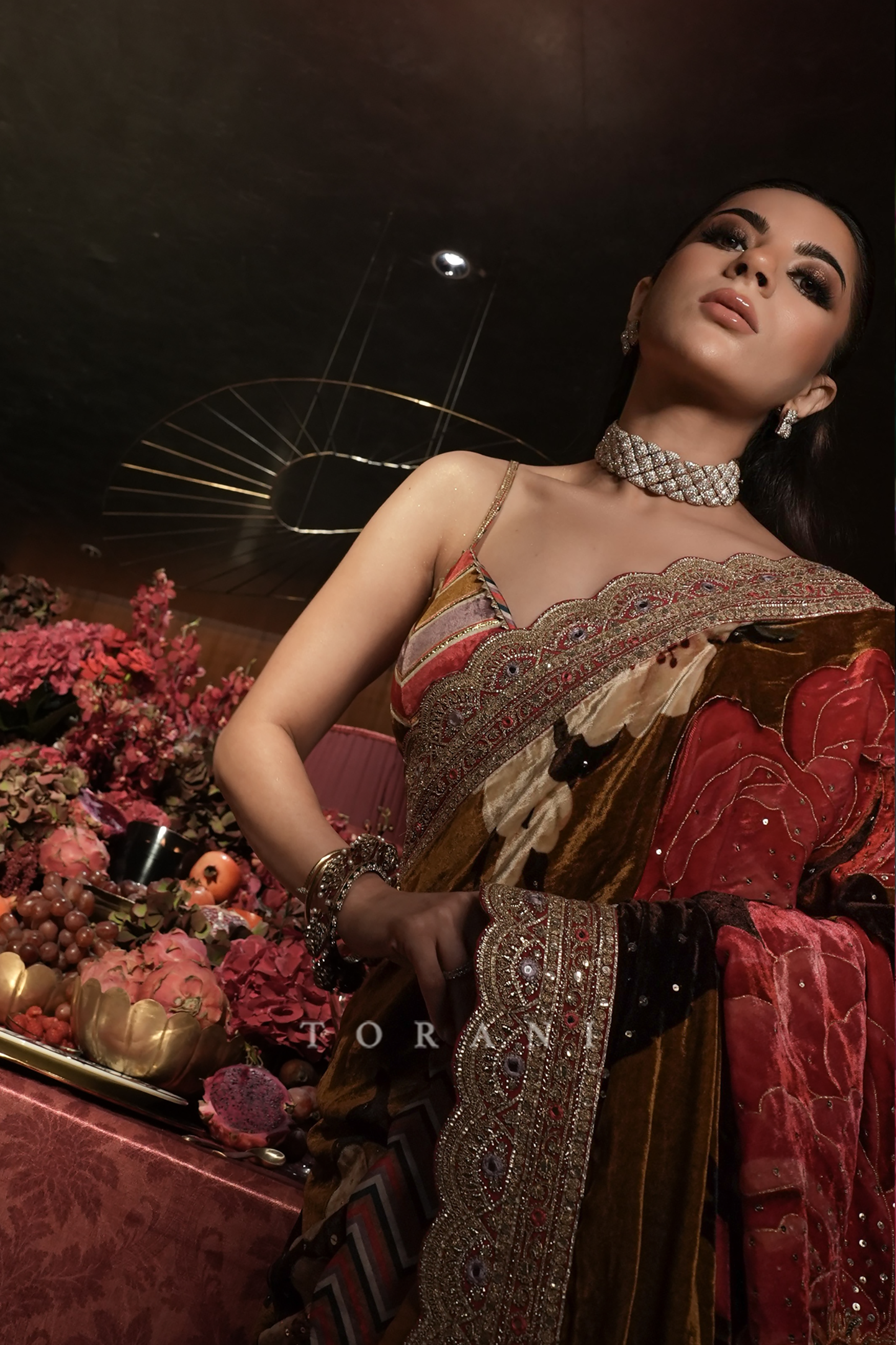 Sonam Babbani in our Aftaabi Rim Rabia Makhmal Saree Set