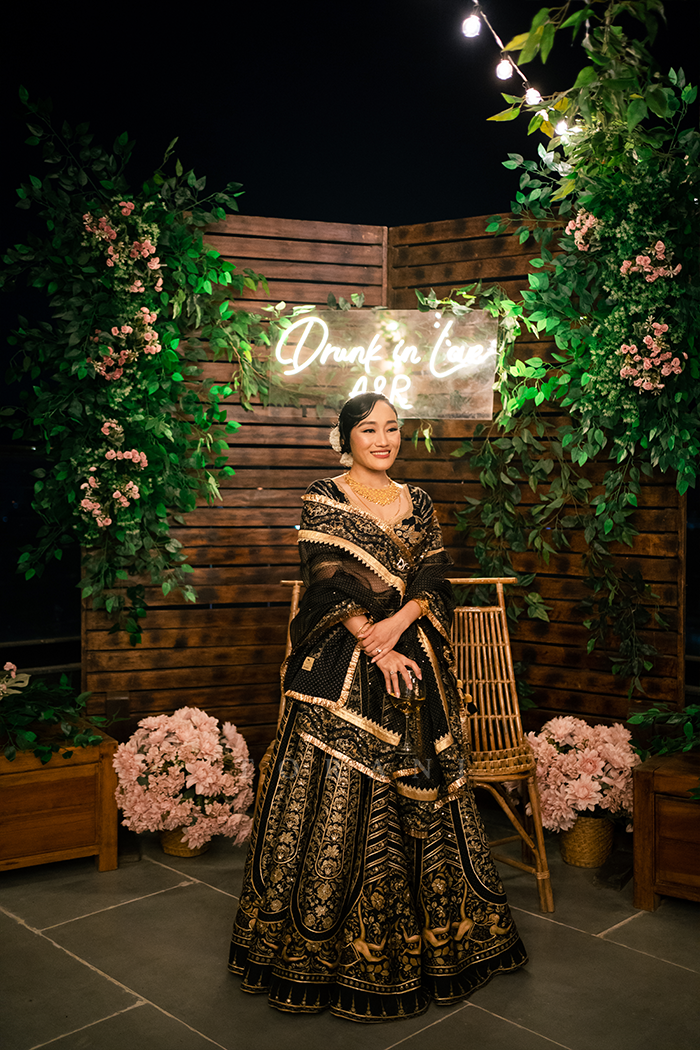 Aien Rawkey With Her Partner in Our Custom Lehenga & Kurta Set